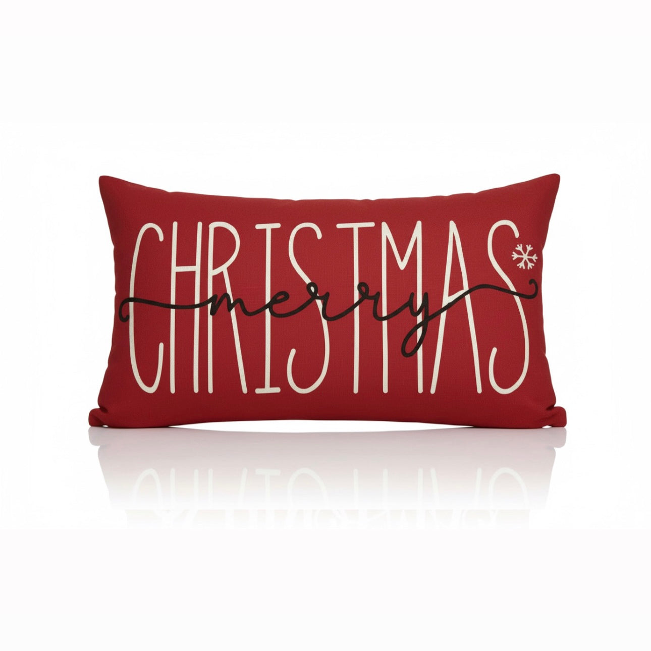 Rustic Red & Cream Christmas Holiday Linen Pillow Cover Home Sofa