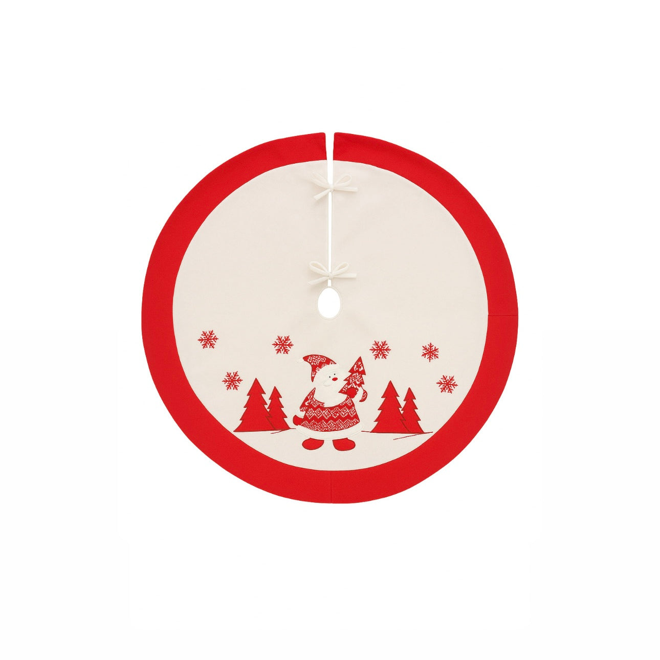 Classic Santa & Snowman Christmas Tree Skirt Set (Reversible)