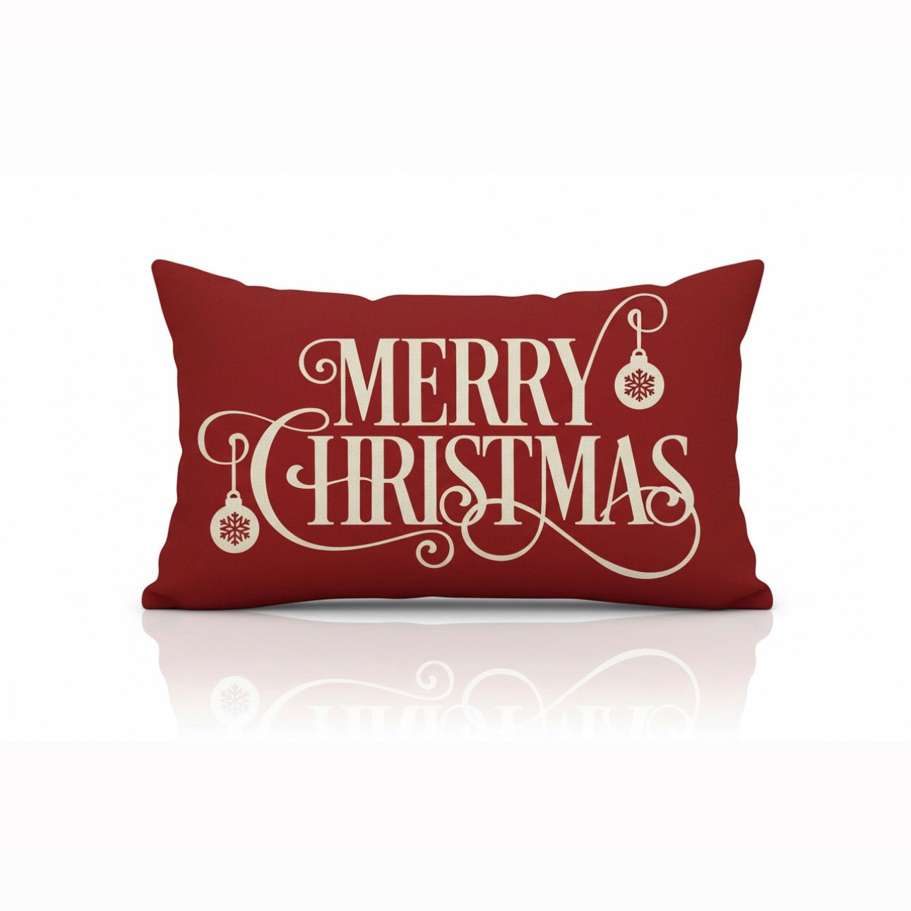 Rustic Red & Cream Christmas Holiday Linen Pillow Cover Home Sofa