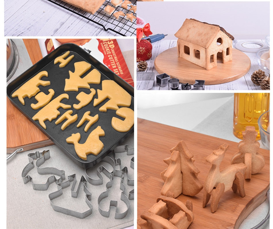 3D Gingerbread House Cookie Cutter Set (18PCS)