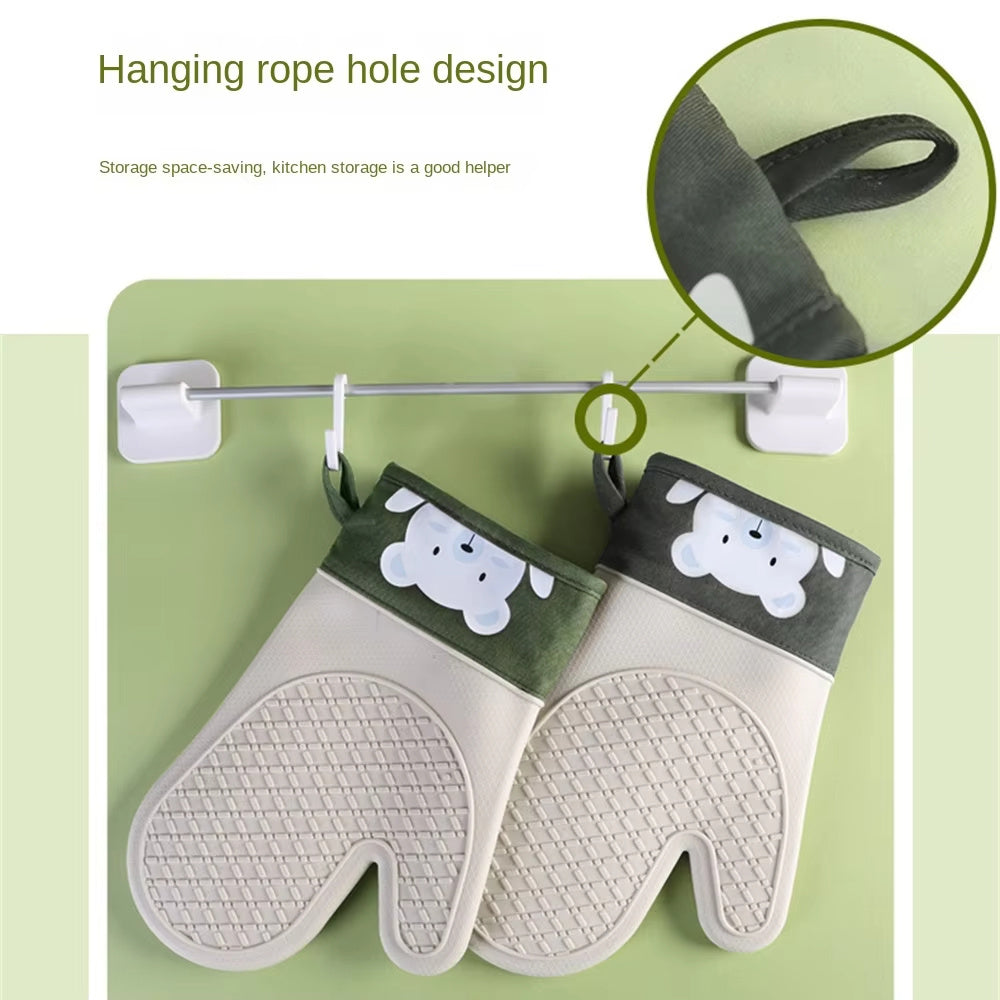 "Bear Hug" Non-Slip Silicone & Cotton Oven Mitts (2-Pack)