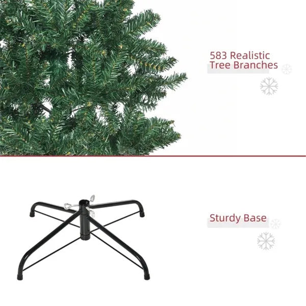 6’ Slim Green Christmas Trees With Auto Open, Flame Retardant And Easy Assembled Steel Base