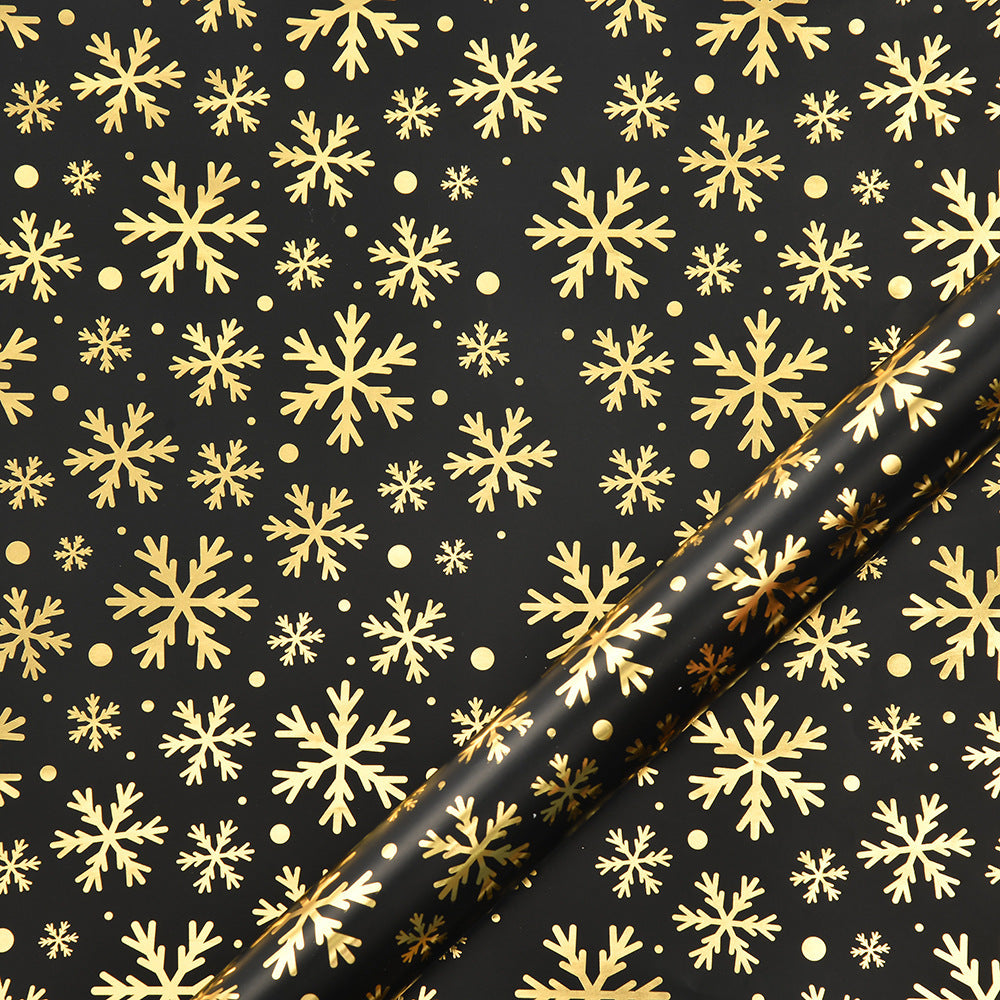 Vintage Black Gold Elk Snowflake Christmas Tree Wrapping Paper