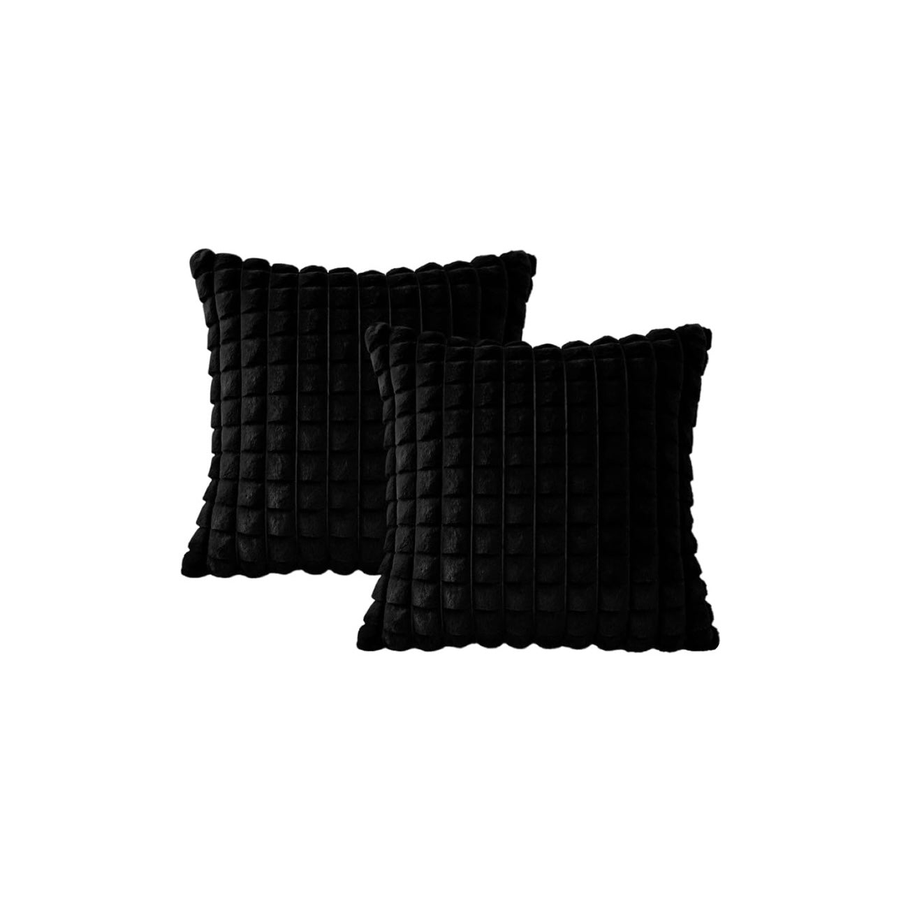 Cozy Waffle Grid Sculpted Rabbit Hair Cut Plaid Pillow Set (2-Pack)