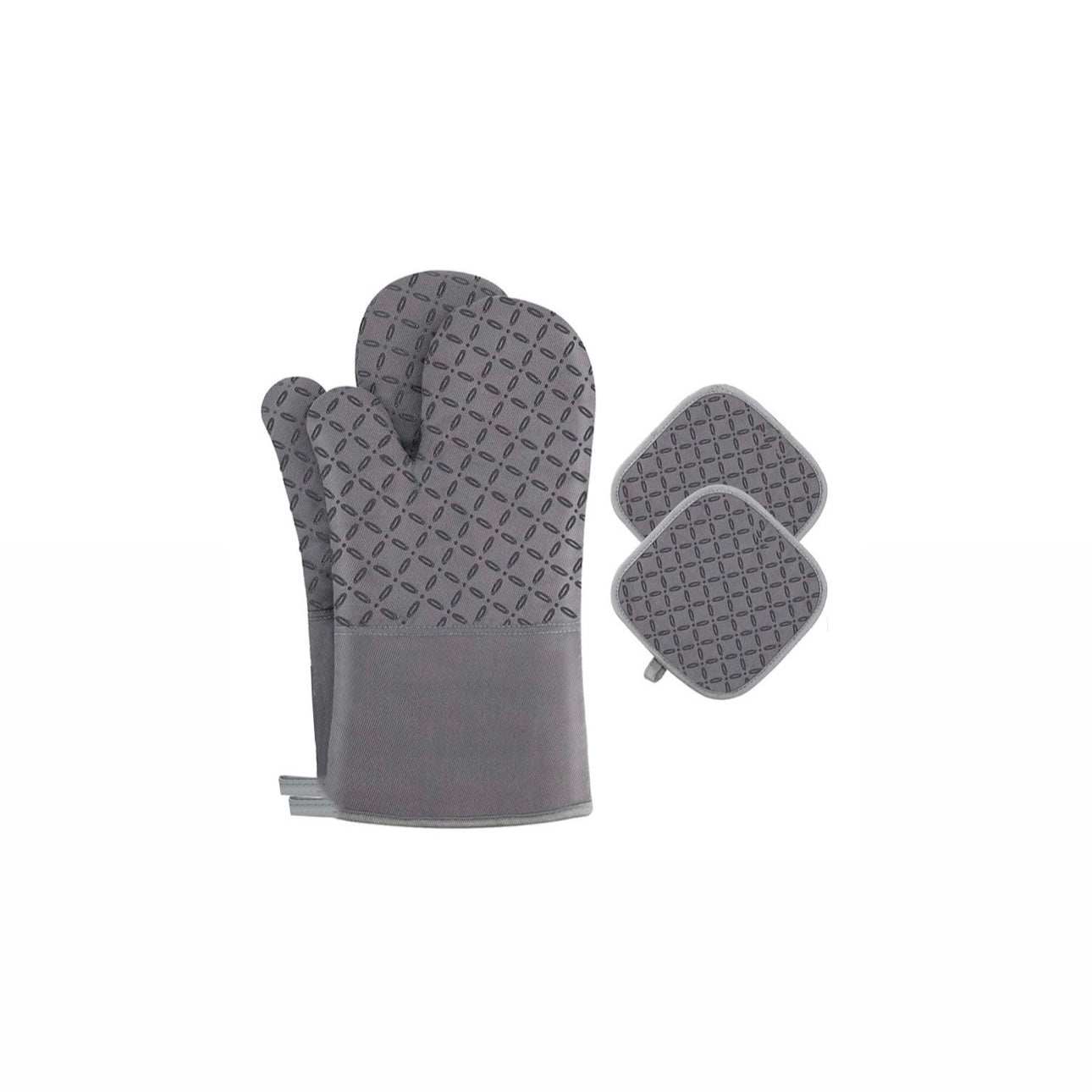 Diamond Grip Silicone Oven Mitts & Pot Holders Set