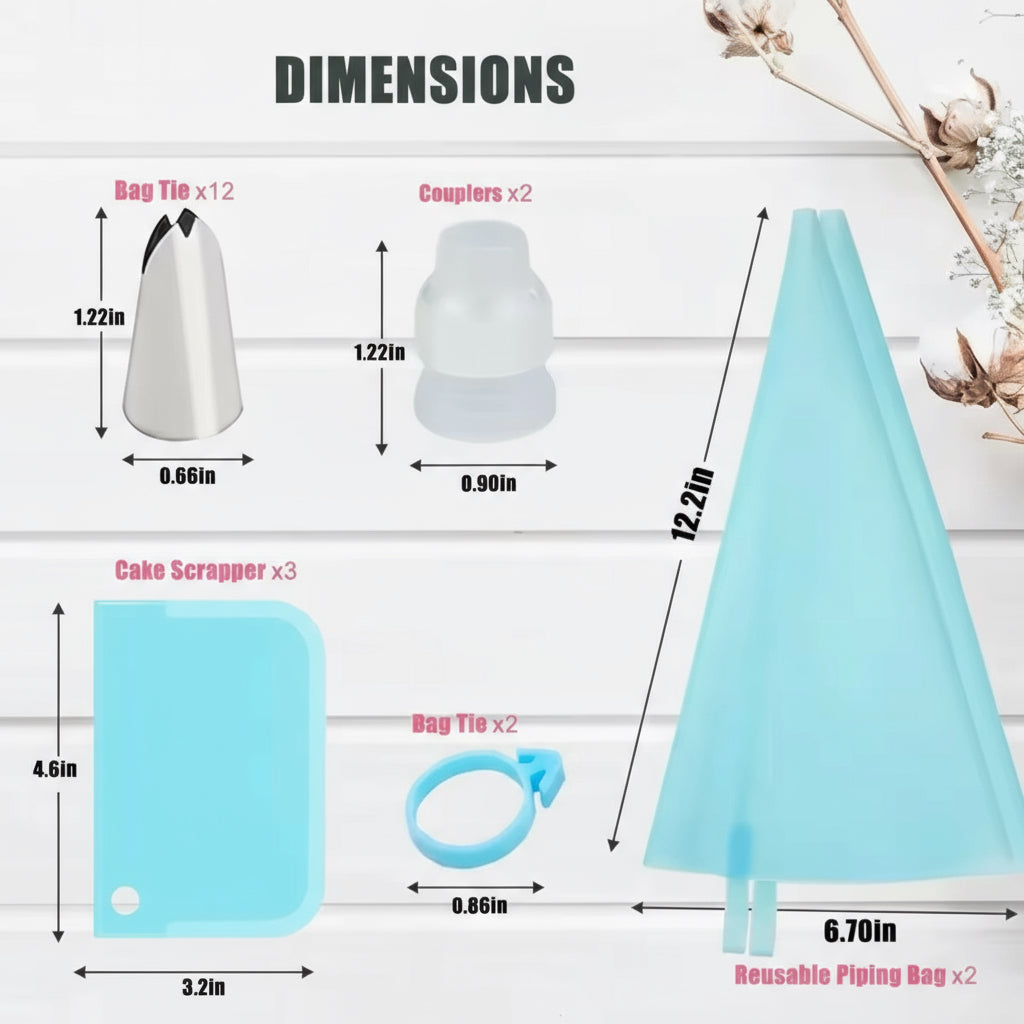 Doll Dress Decorating Set with Silicone Piping Bag and 7 Nozzles