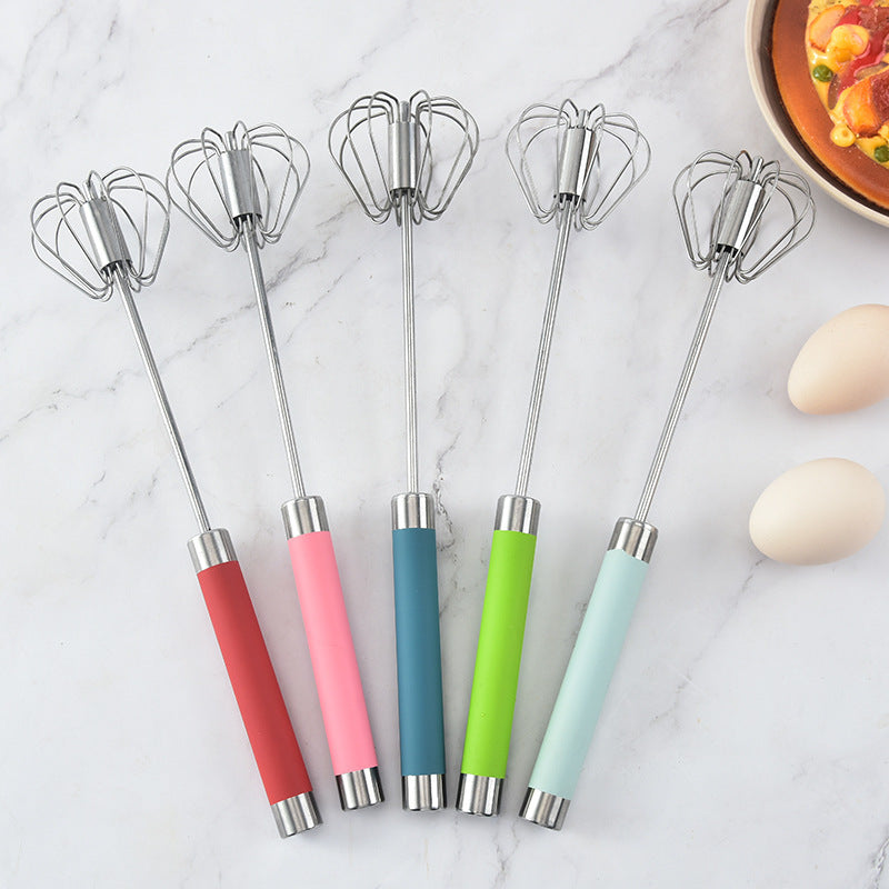 Stainless Steel Push Whisk Handheld Rotary Egg Beater (2-Pack)