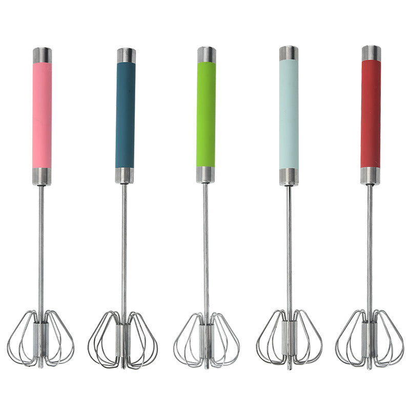 Stainless Steel Push Whisk Handheld Rotary Egg Beater (2-Pack)