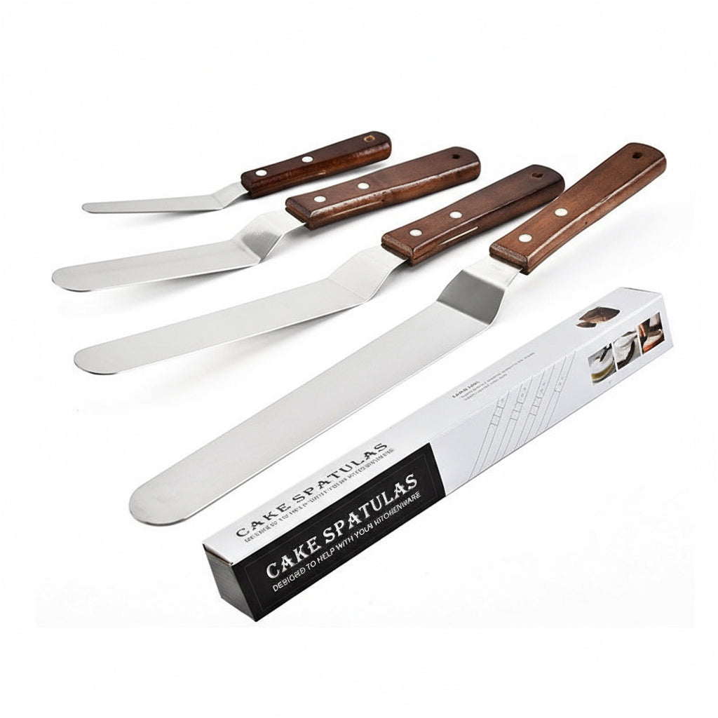 4 - PCS Stainless Steel Offset Cake Spatula Set