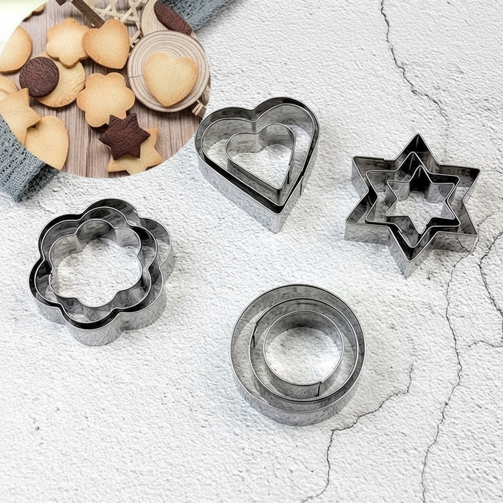 Heart, Star, Round, & Flower Cookie Cutter (12-Pack)