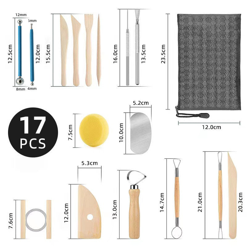 17 - PCS Professional Clay Sculpting and Pottery Tool Set