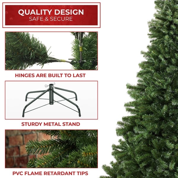 6’ Green Christmas Trees With Auto Open, Flame Retardant And Easy Assembled Steel Base