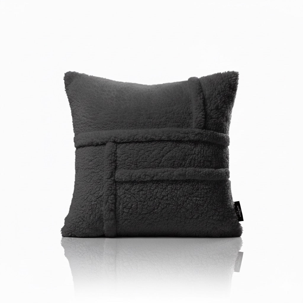 GRID Bouclé Throw Pillow With Modern Architectural Design