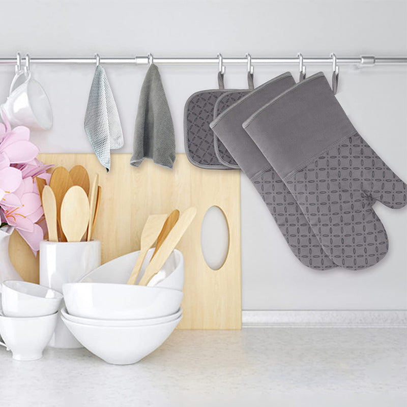Diamond Grip Silicone Oven Mitts & Pot Holders Set