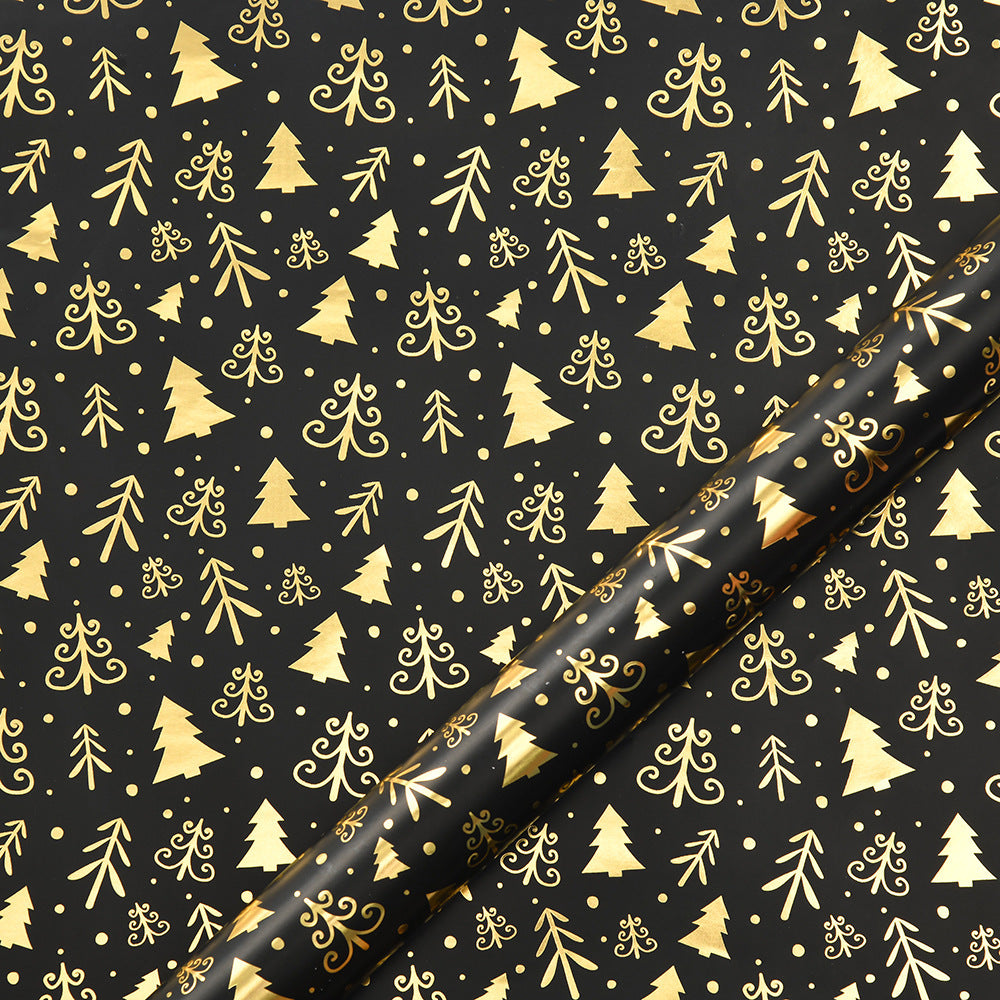 Vintage Black Gold Elk Snowflake Christmas Tree Wrapping Paper