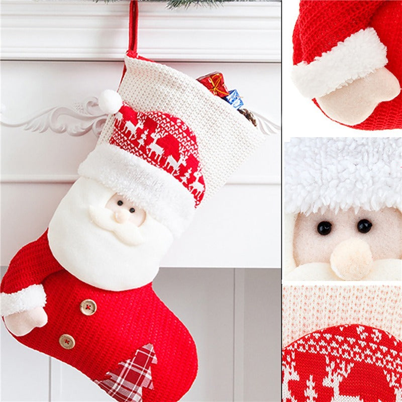 Handcrafted Knit Character Christmas Stocking Candy Bag