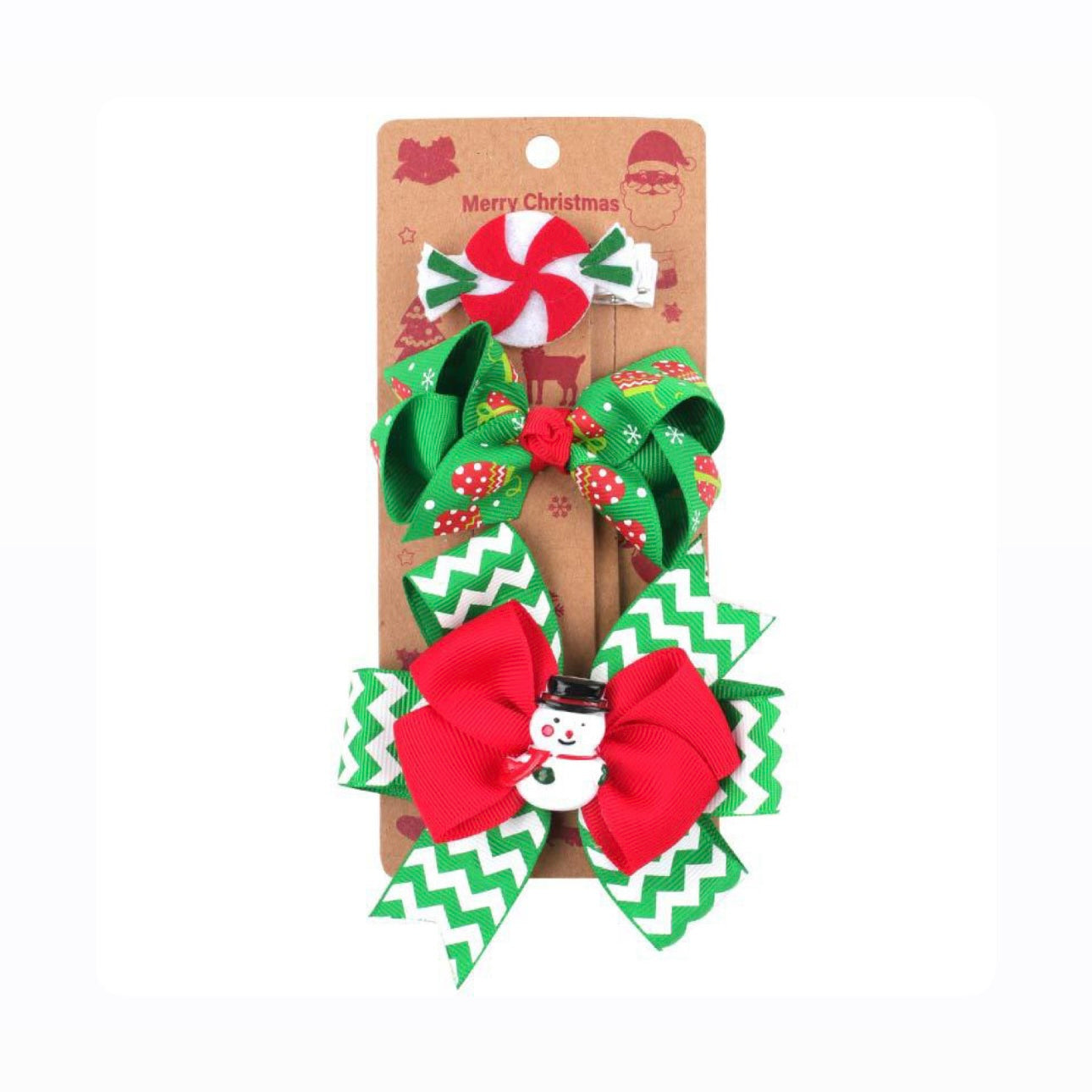 Jolly Holiday Children’s Hair Bow Barrettes & Clip Set