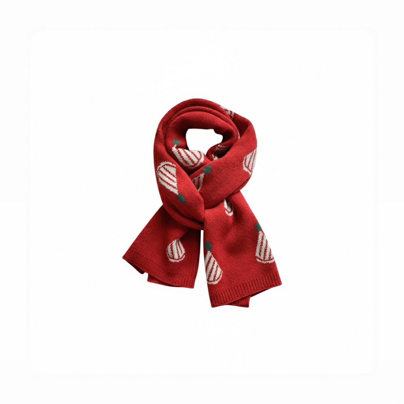 Red New Year Scarf Women's Winter Christmas Knitting Wool