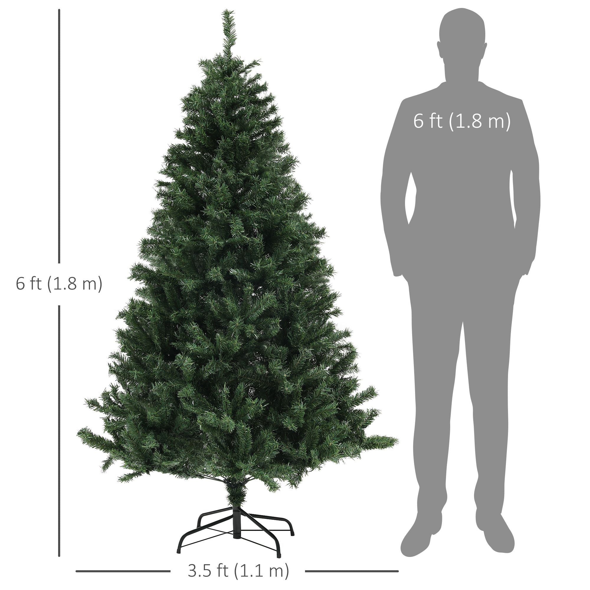 6’ Green Christmas Trees With Auto Open, Flame Retardant And Easy Assembled Steel Base