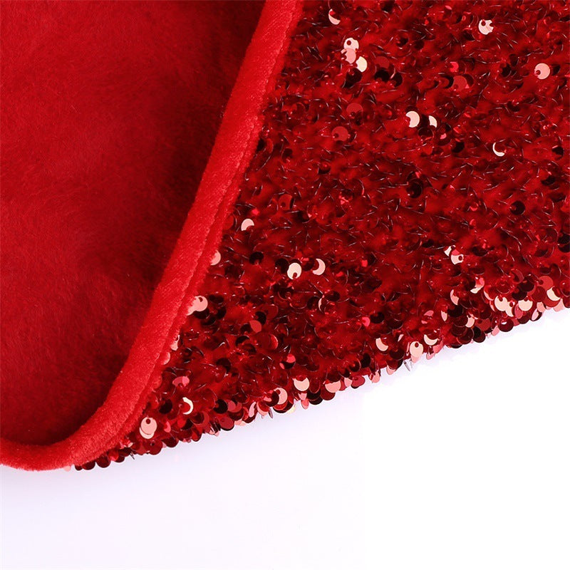 Glittering Crimson Sparkle Christmas Tree Skirt