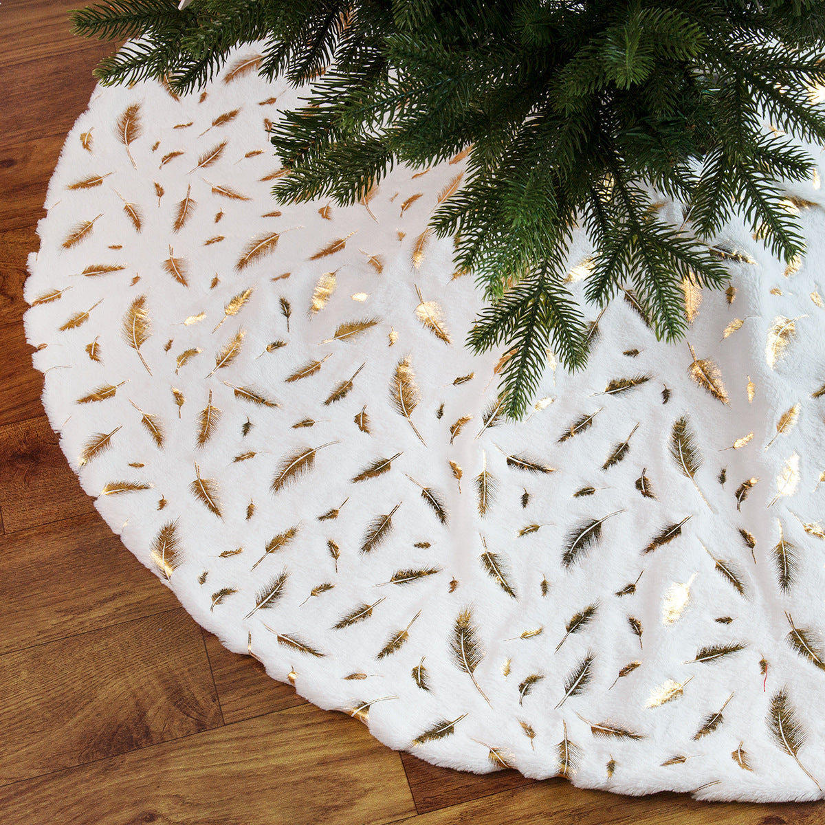Bohemian Feather Print & Foil Christmas Tree Skirt