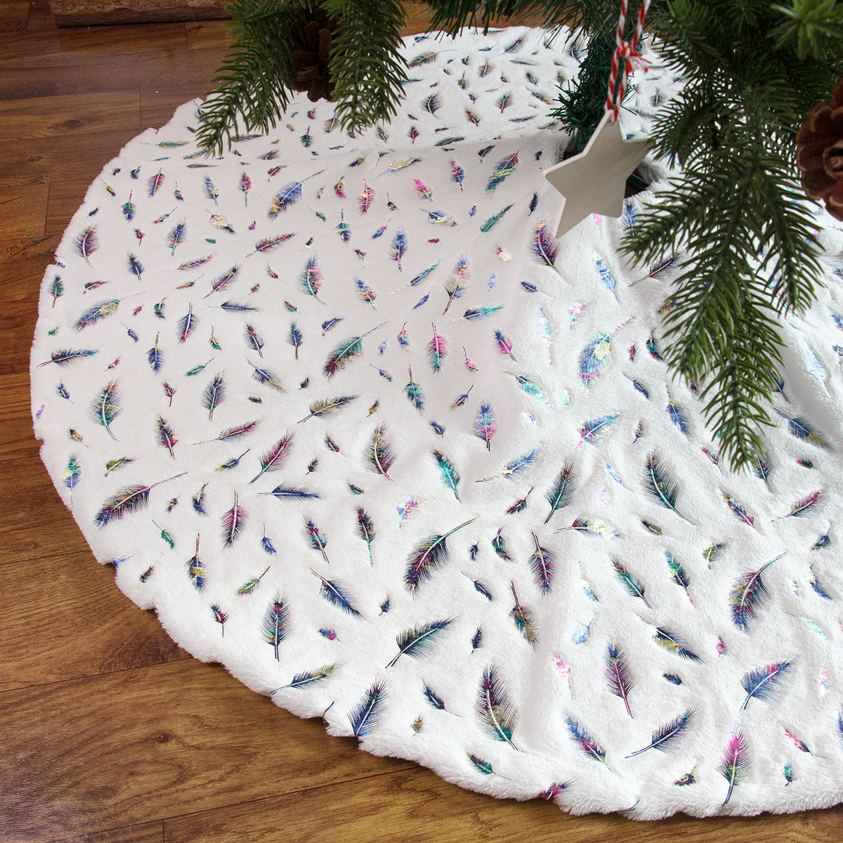 Bohemian Feather Print & Foil Christmas Tree Skirt