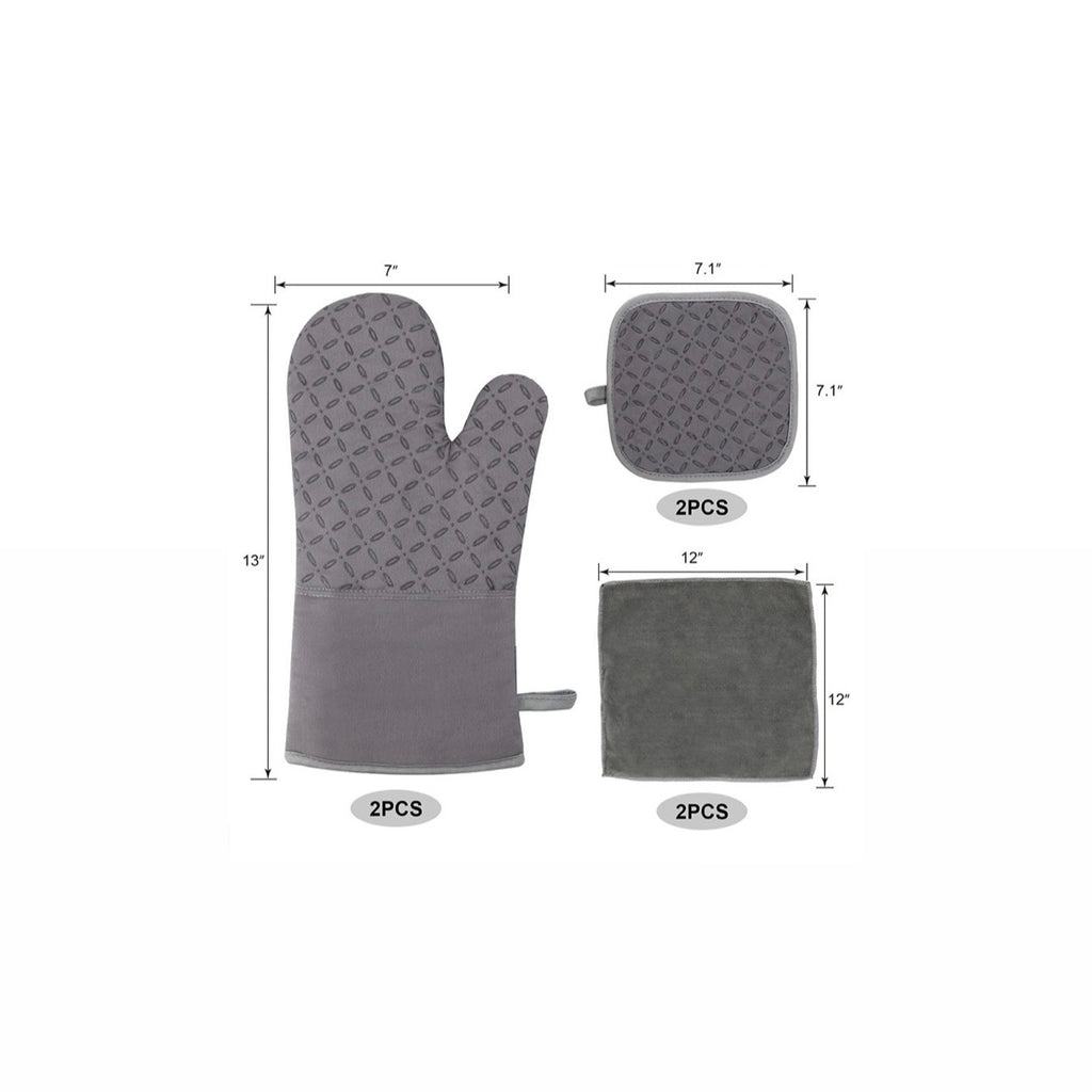 Diamond Grip Silicone Oven Mitts & Pot Holders Set
