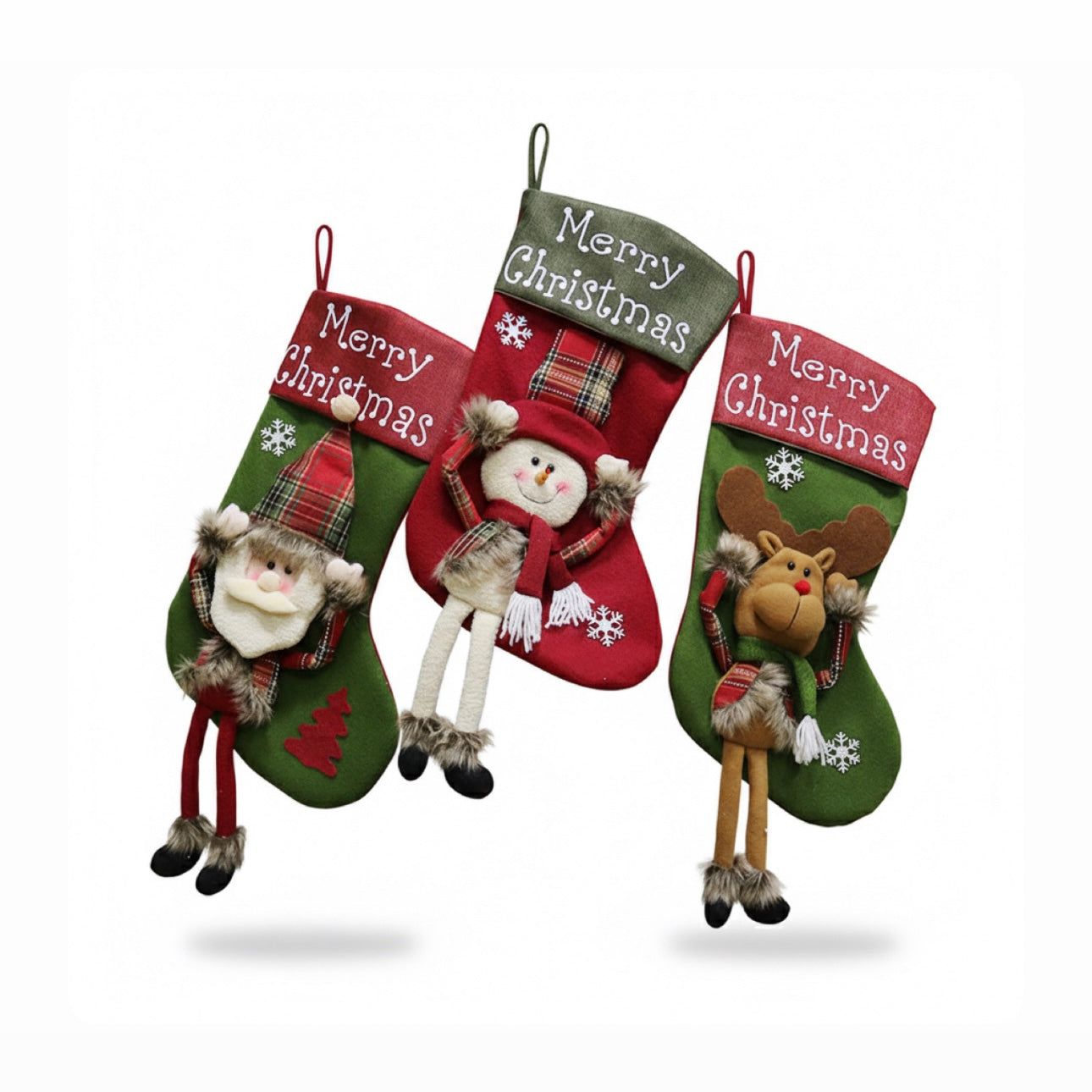 Deluxe "Merry Christmas" Dangling-Leg Plush Stocking