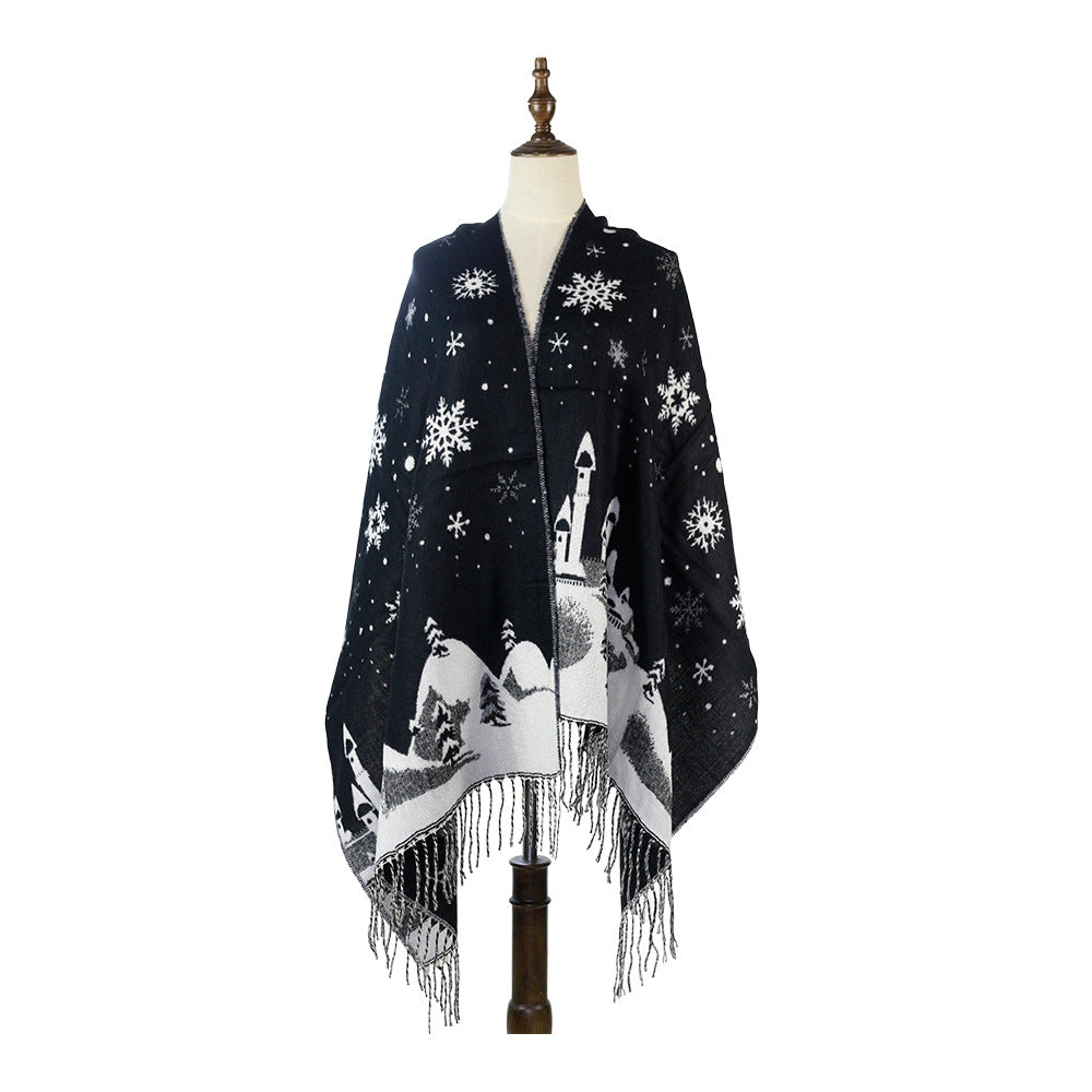 The Château d'Hiver Shawl Snowscape Cashmere Wrap