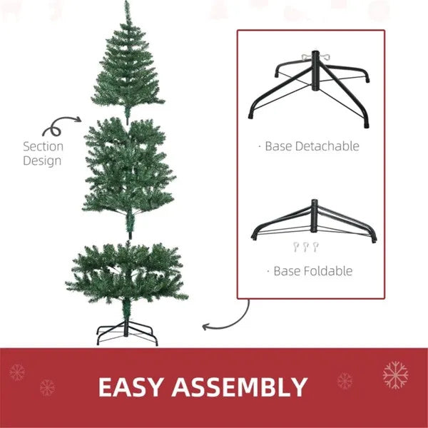 6’ Slim Green Christmas Trees With Auto Open, Flame Retardant And Easy Assembled Steel Base