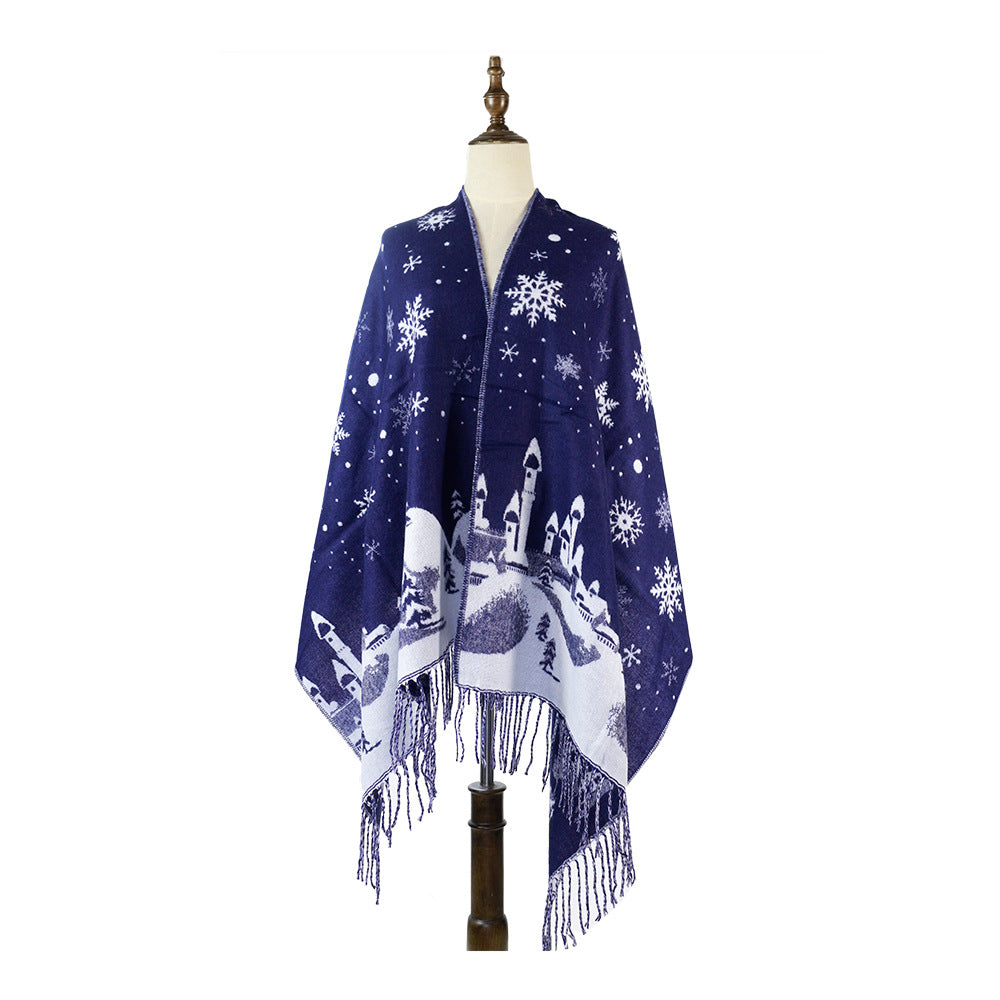 The Château d'Hiver Shawl Snowscape Cashmere Wrap