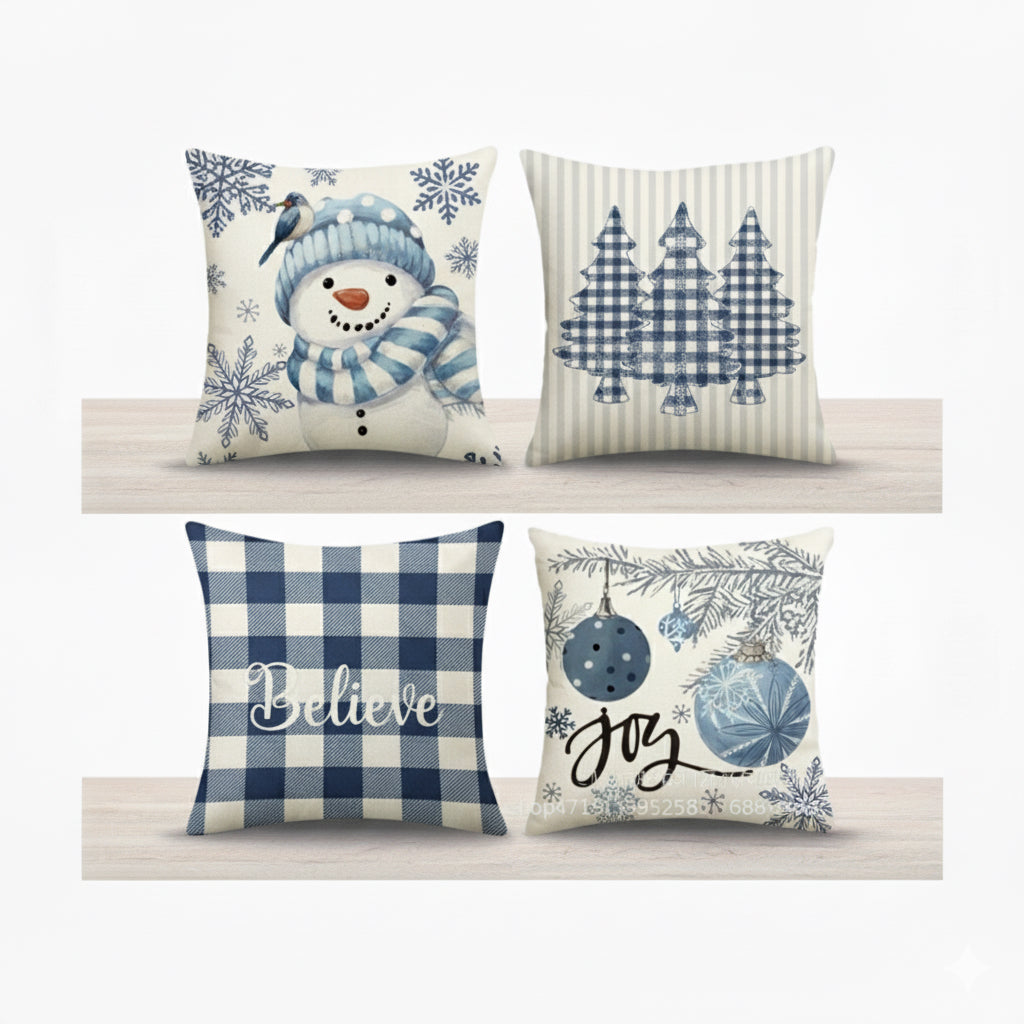 Luxury Seasonal Accent Pillow Covers - Nordic & Classic Style (Set of 4)