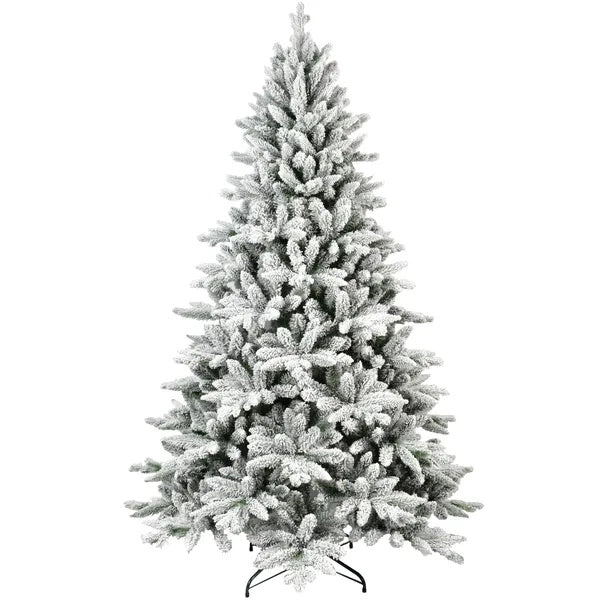 7’ Snow Flocked Christmas Tree With Flame Retardant & Easy Assembled Metal Base