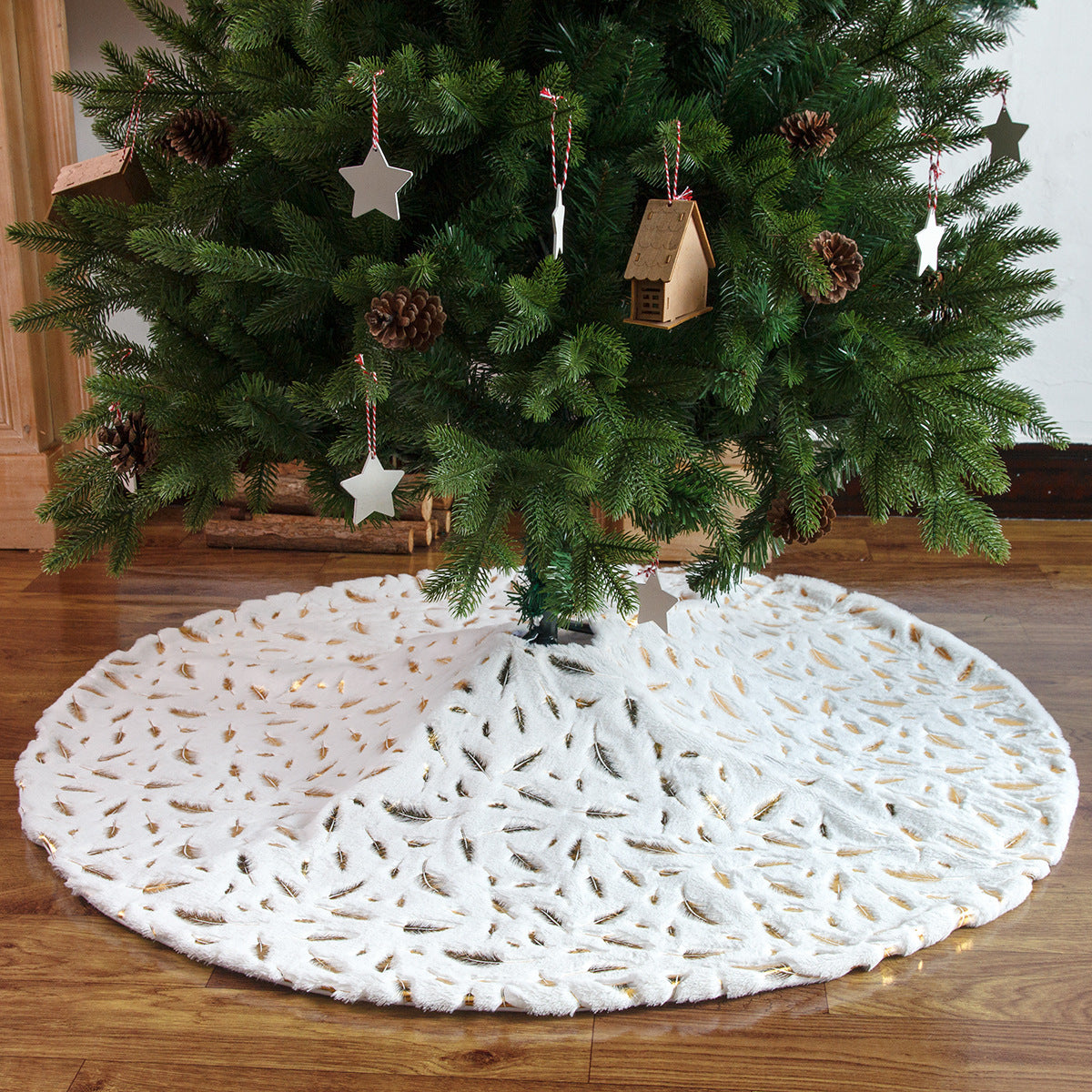 Bohemian Feather Print & Foil Christmas Tree Skirt