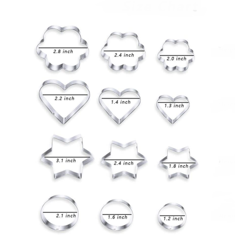 Heart, Star, Round, & Flower Cookie Cutter (12-Pack)