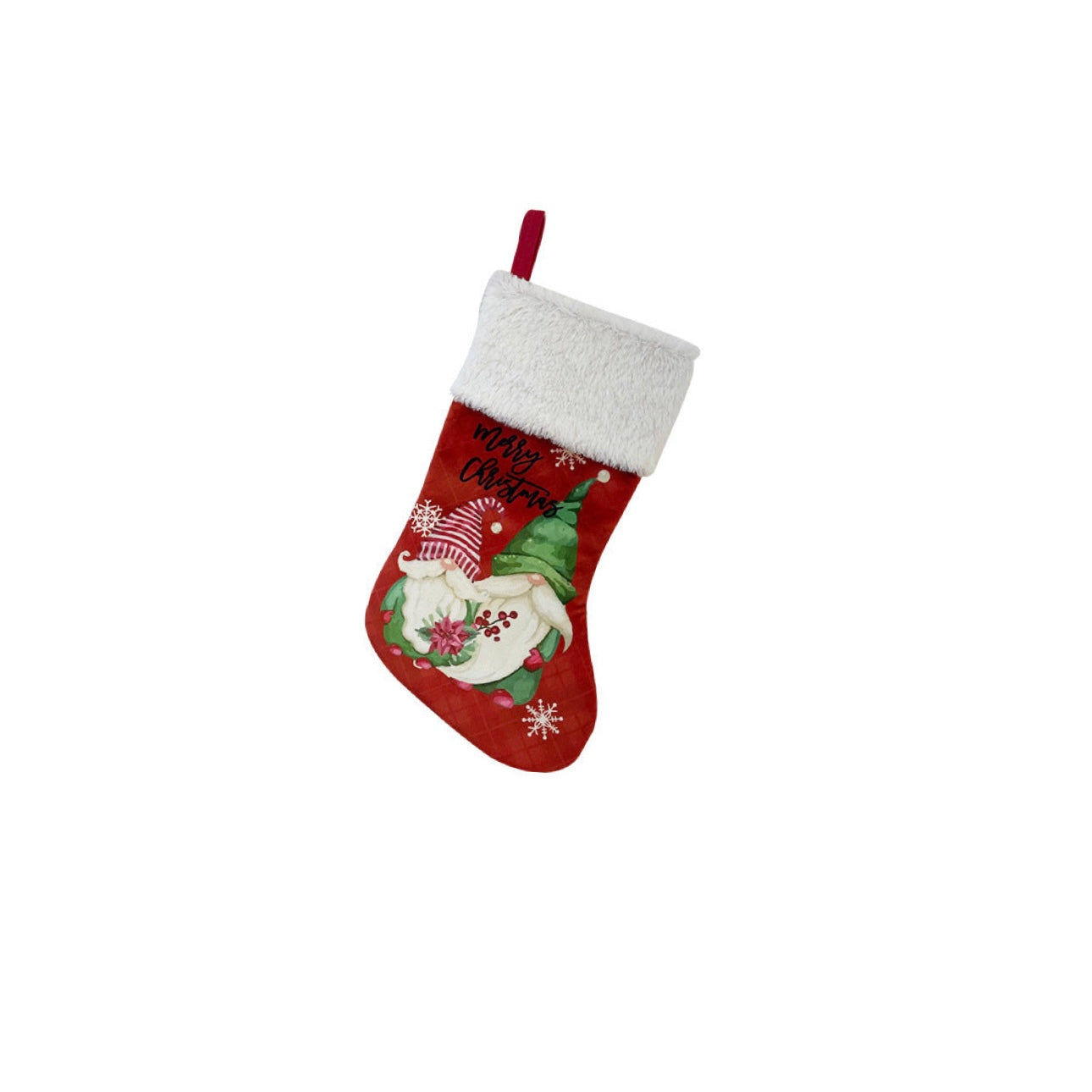 Whimsical Gnome Duo Faux Fur Christmas Stockings