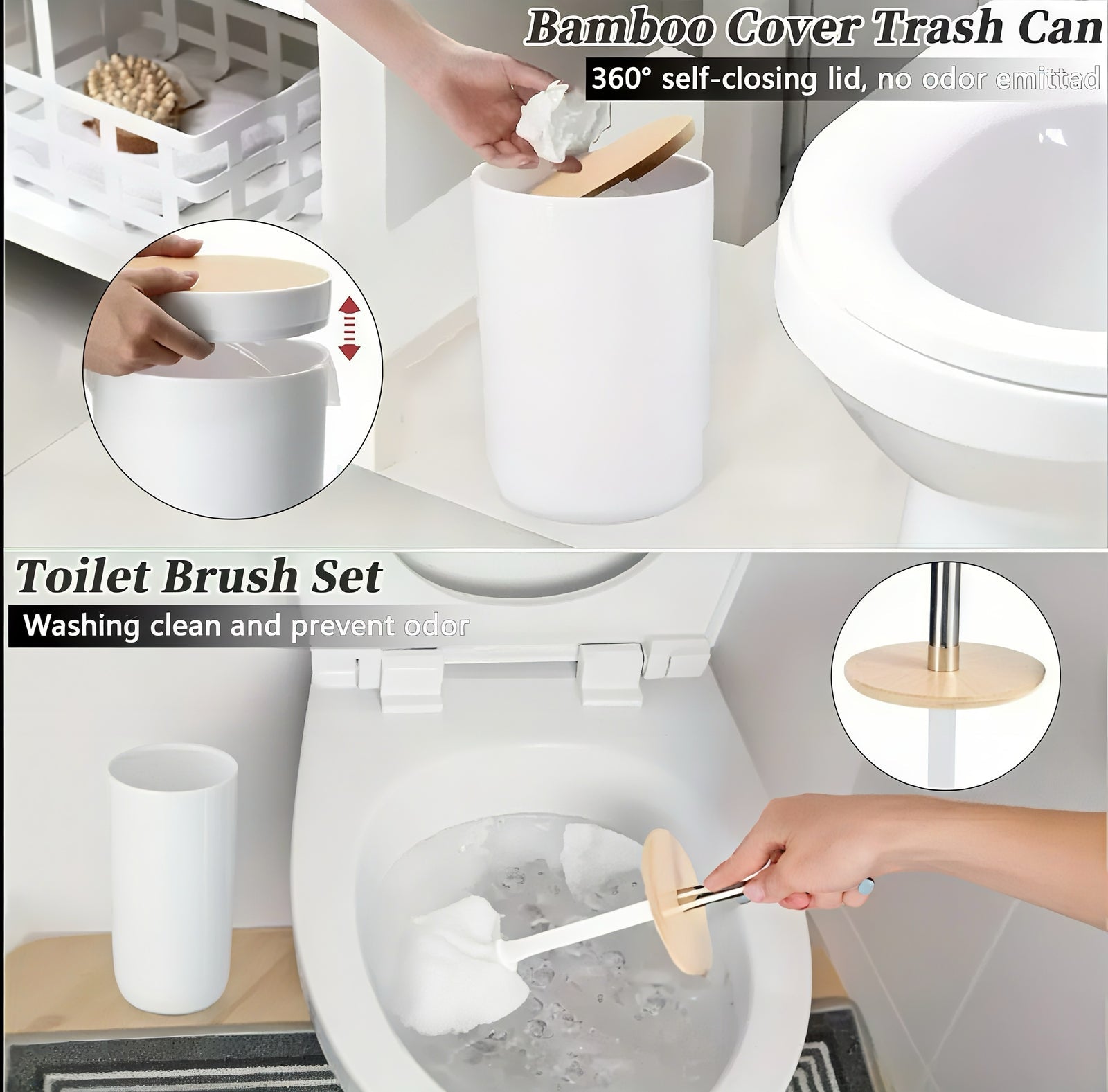 Modern Zen Bathroom Accessory Set with Bamboo Accents