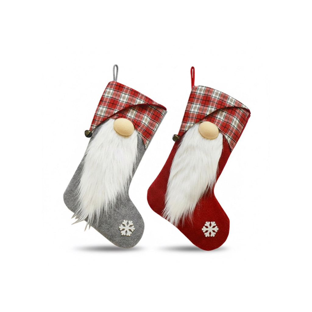 Plush 3D Beard Nordic Gnome Stocking Candy Bag (2-Pack)