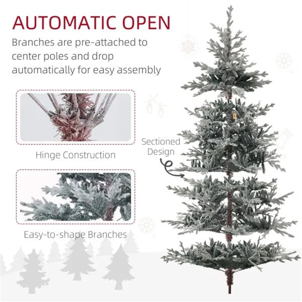 6’ Snow Flocked Christmas Tree With Flame Retardant & Easy Assembled Metal Base