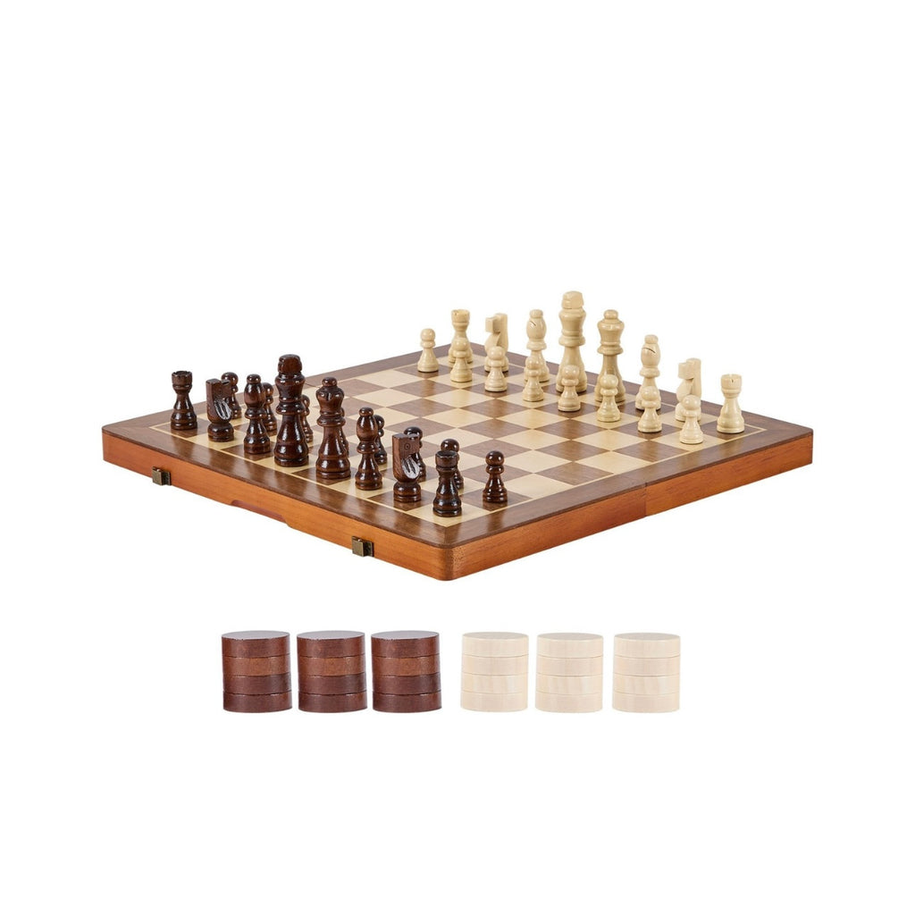 VEVOR Magnetic Deluxe Wooden 2-in-1 Set: Chess & Checkers