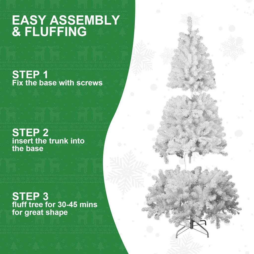 5’ White Christmas Tree With Auto Open, Flame Retardant And Easy Assembled Metal Base