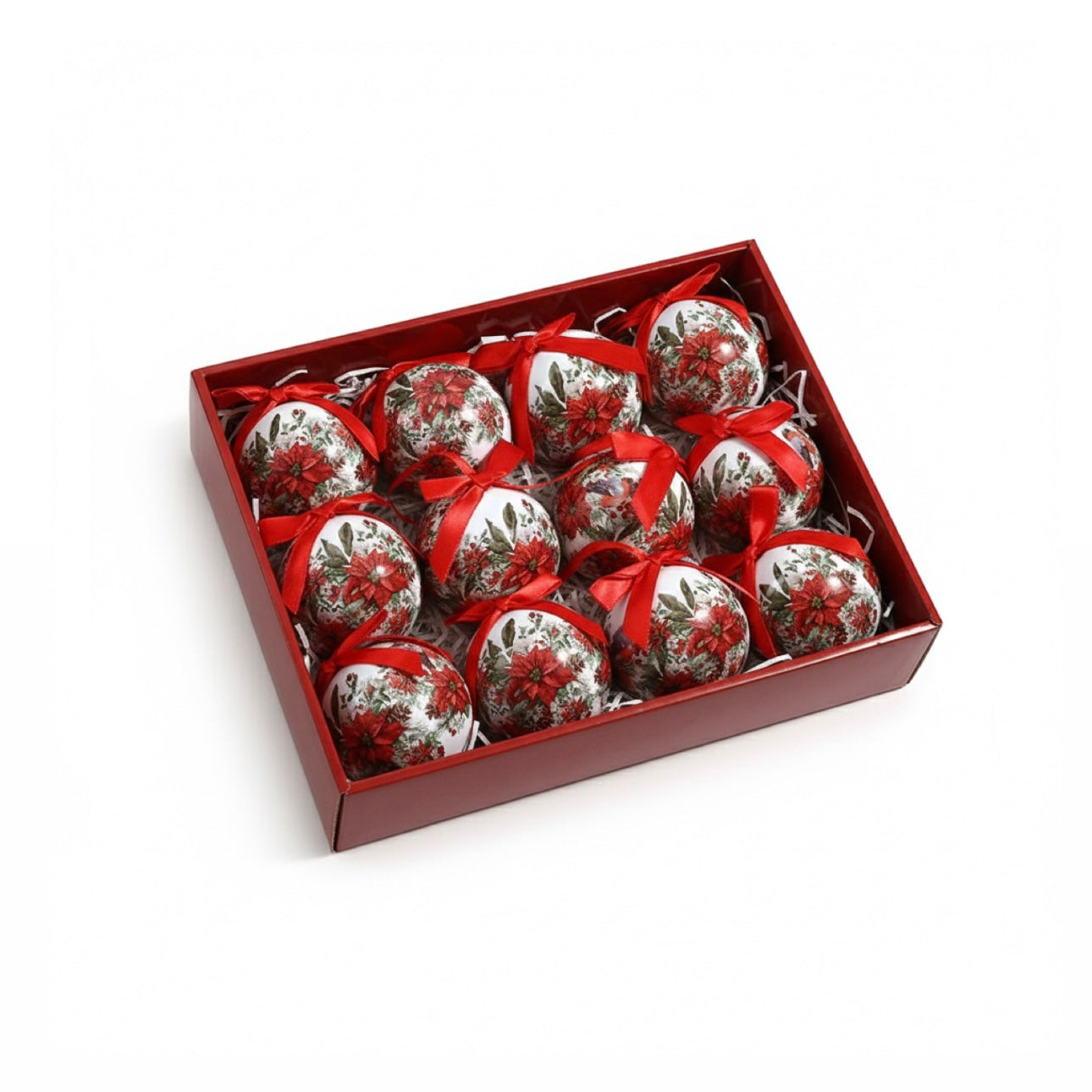 12 Christmas Tree Exquisite Printing Ball Set (8CM)
