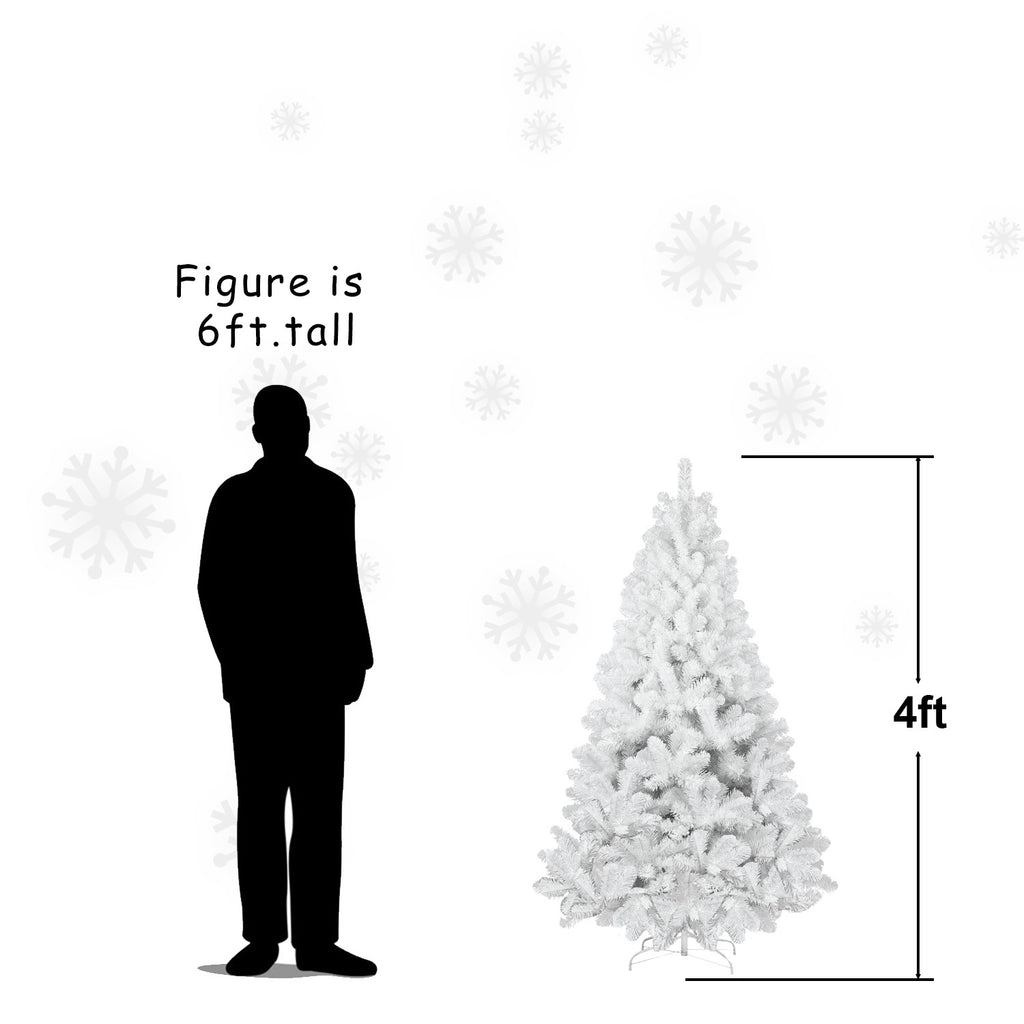 5’ White Christmas Tree With Auto Open, Flame Retardant And Easy Assembled Metal Base