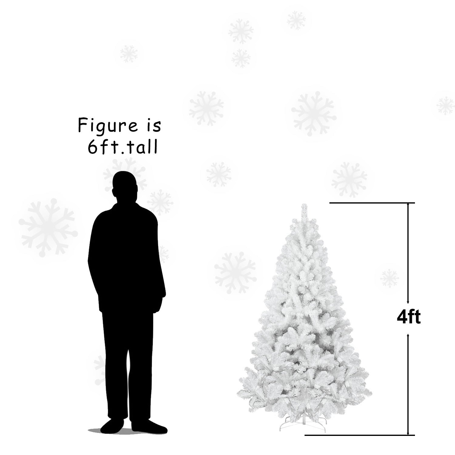 5’ White Christmas Tree With Auto Open, Flame Retardant And Easy Assembled Metal Base