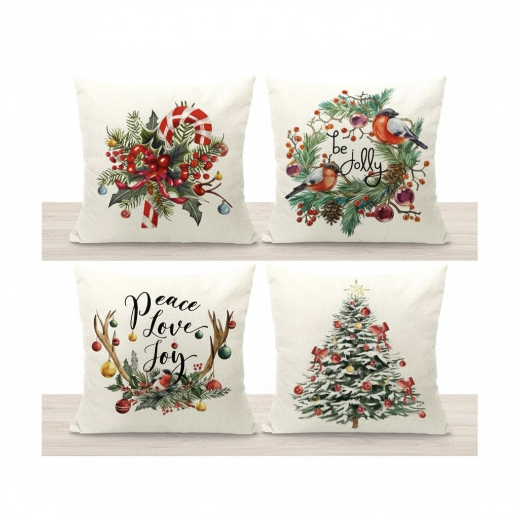 Luxury Seasonal Accent Pillow Covers - Nordic & Classic Style (Set of 4)