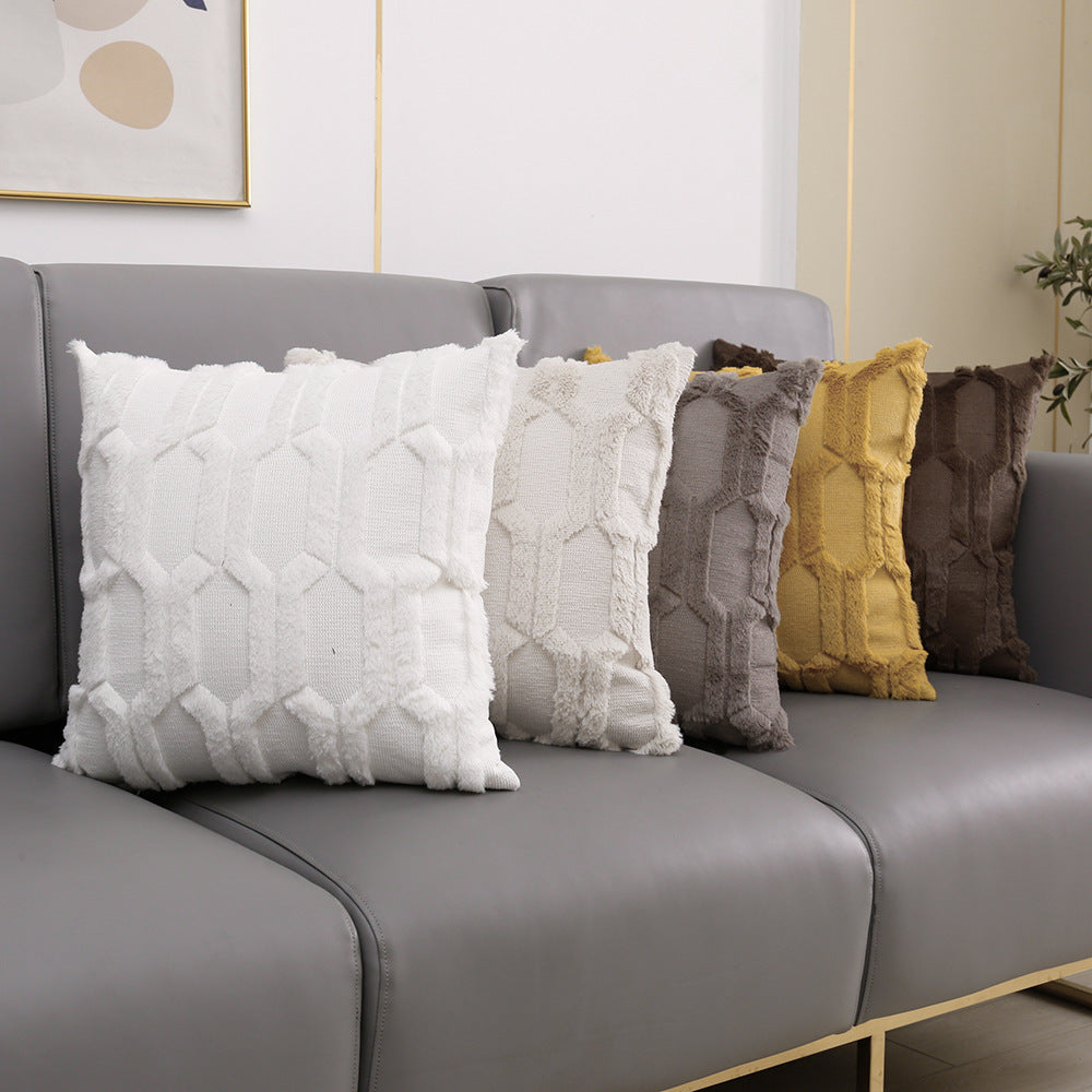 Modern Honeycomb Texture & Geometric Cut-Pile Throw Pillows (3-Pack)
