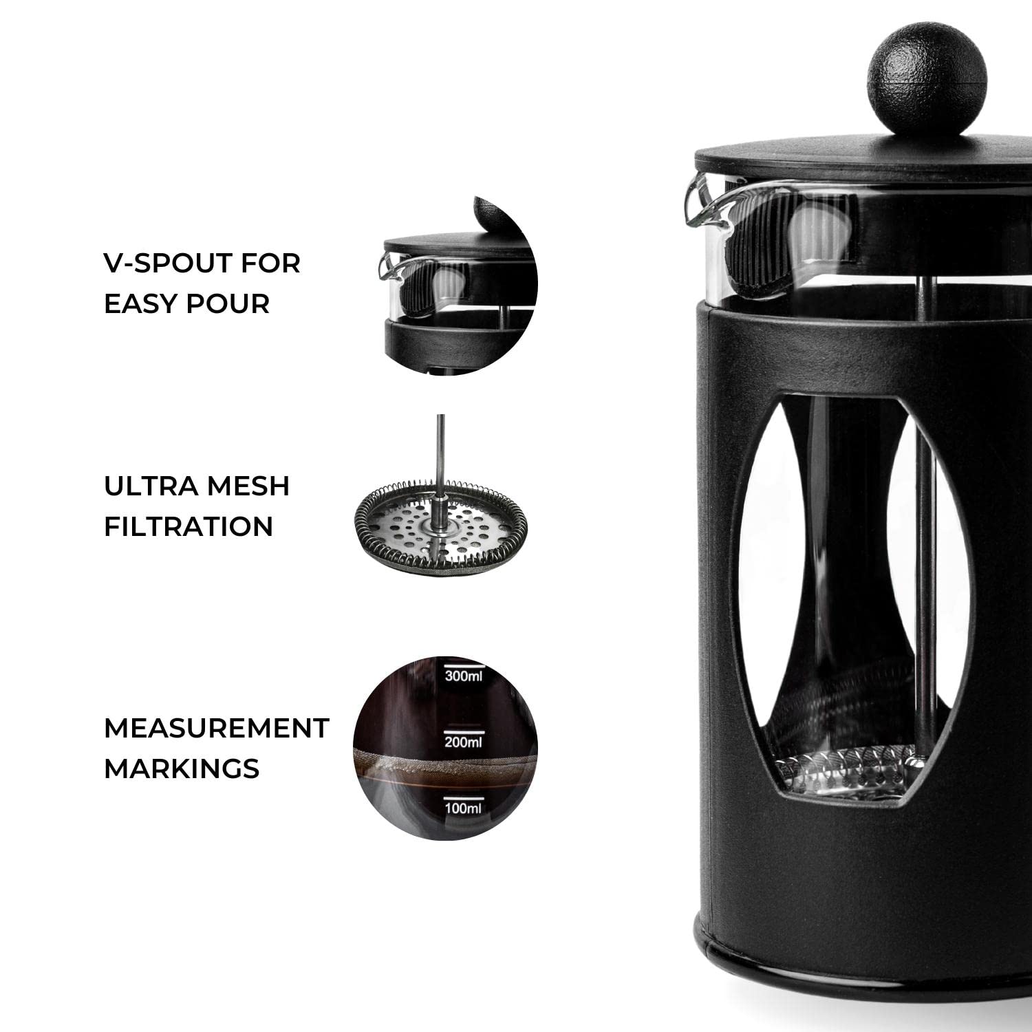 Compact Black French Press Coffee & Tea Maker