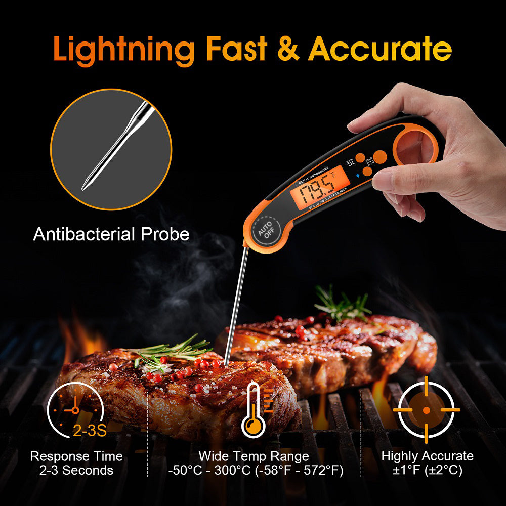 AJRMSEN Pro-Grade Foldable Digital Instant Read Meat Thermometer