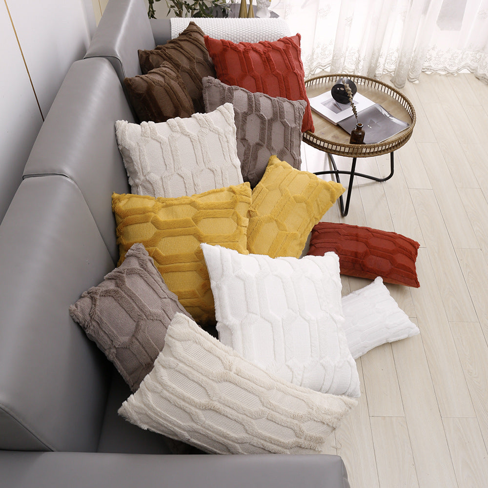 Modern Honeycomb Texture & Geometric Cut-Pile Throw Pillows (3-Pack)