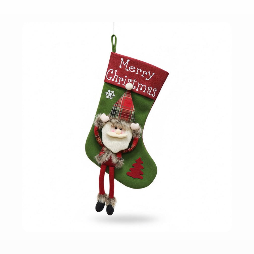 Deluxe "Merry Christmas" Dangling-Leg Plush Stocking